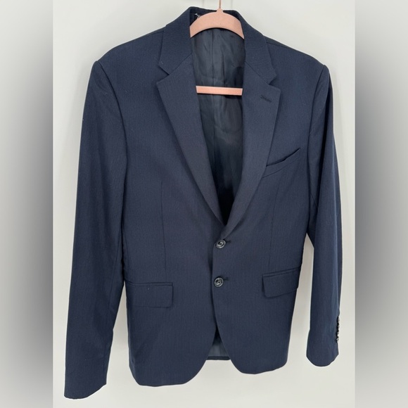 Zara Men's Navy Blue Two Button Blazer Suit Jacket - Picture 2 of 12